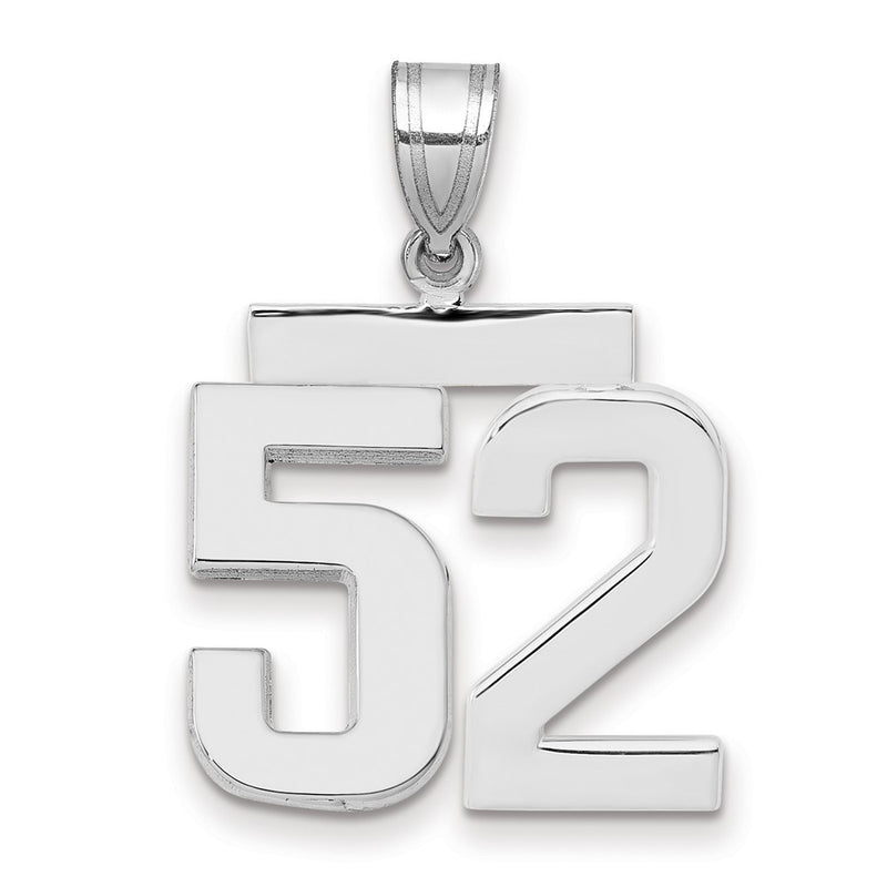 14k White Goldw Medium Polished Number 52 Charm