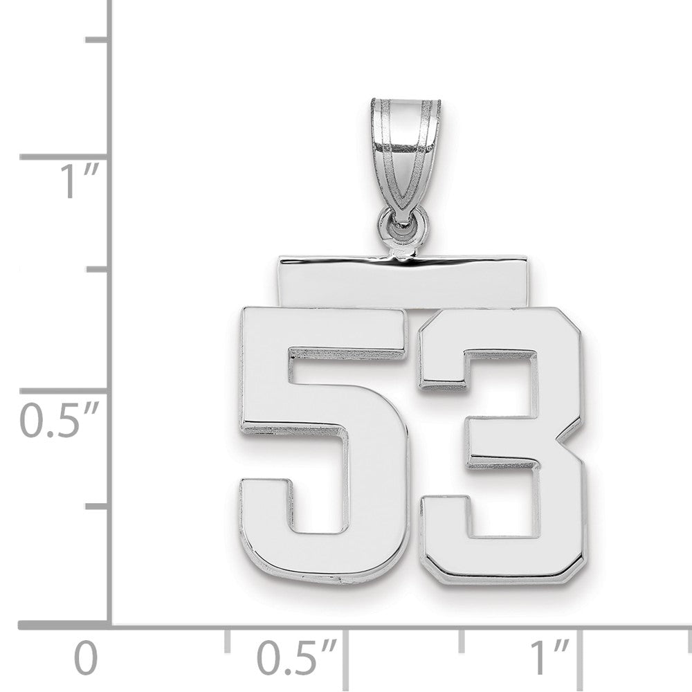 14k White Goldw Medium Polished Number 53 Charm