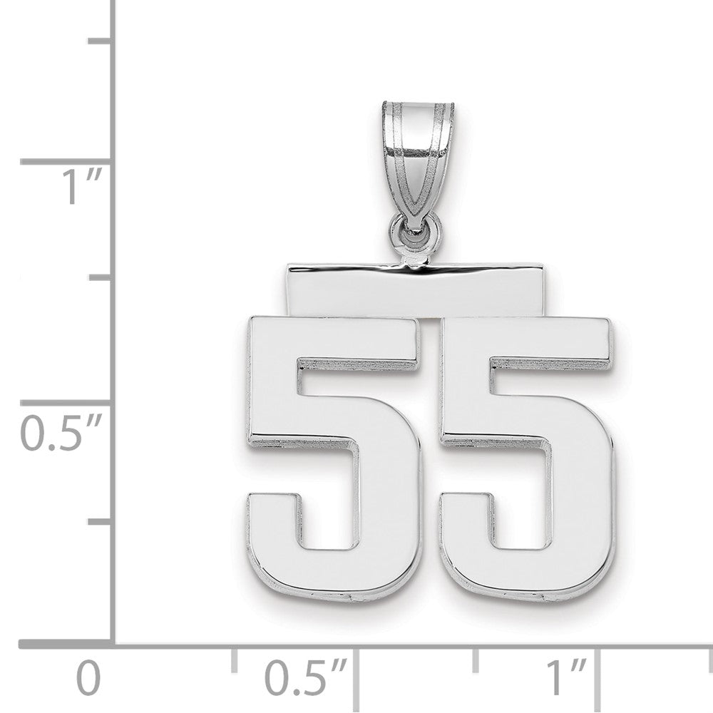 14k White Goldw Medium Polished Number 55 Charm