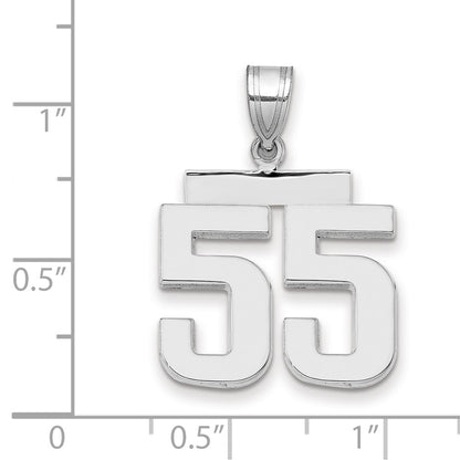 14k White Goldw Medium Polished Number 55 Charm