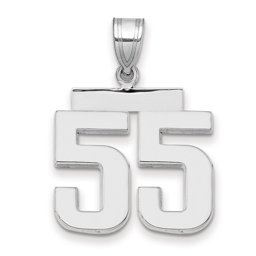 14k White Goldw Medium Polished Number 55 Charm
