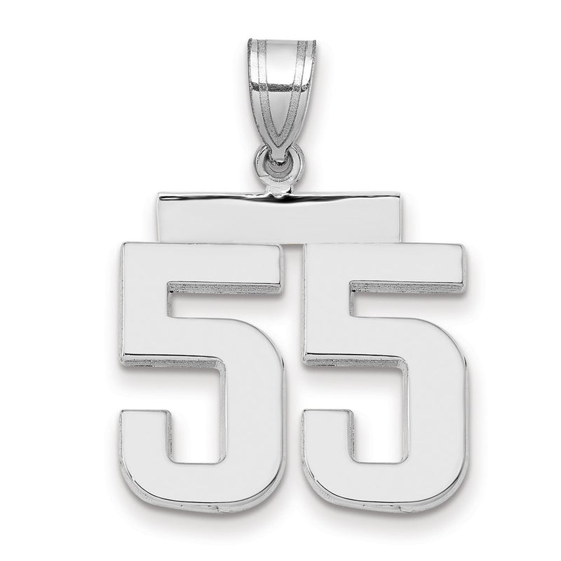 14k White Goldw Medium Polished Number 55 Charm