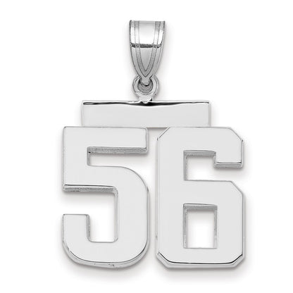 14k White Goldw Medium Polished Number 56 Charm