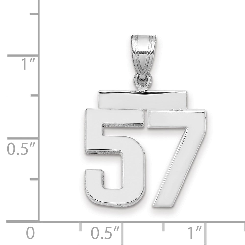 14k White Goldw Medium Polished Number 57 Charm