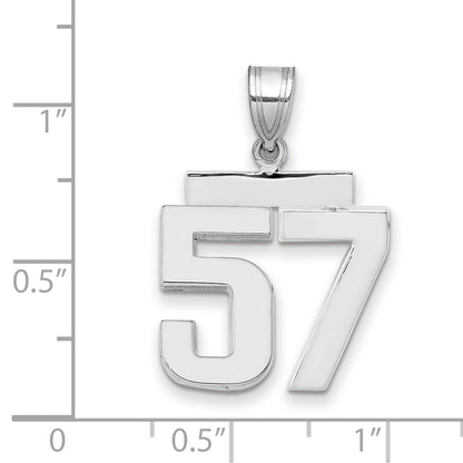 14k White Goldw Medium Polished Number 57 Charm