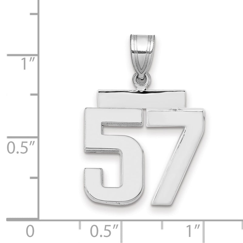 14k White Goldw Medium Polished Number 57 Charm