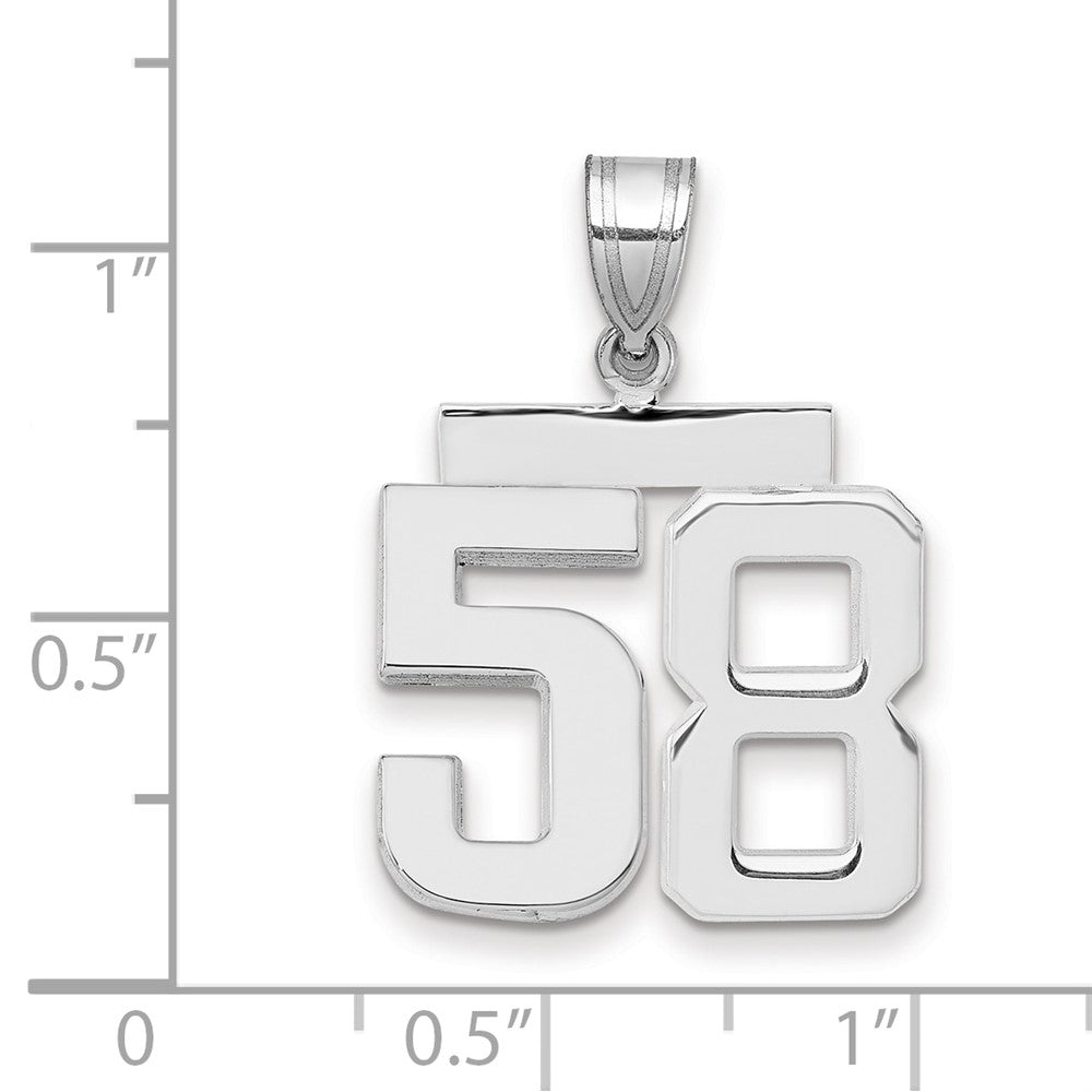 14k White Goldw Medium Polished Number 58 Charm