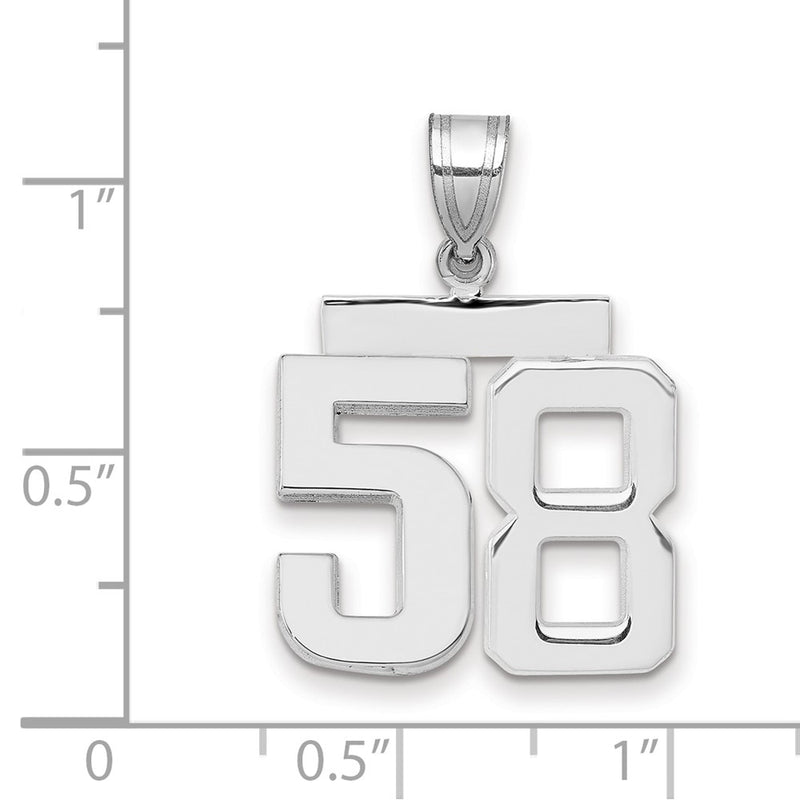 14k White Goldw Medium Polished Number 58 Charm