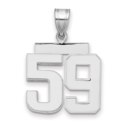 14k White Goldw Medium Polished Number 59 Charm