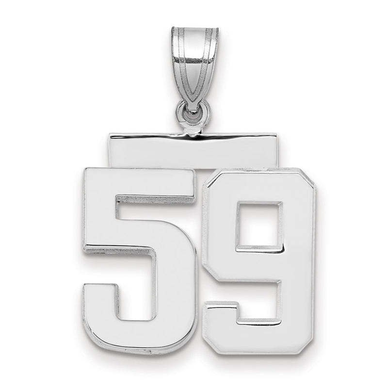 14k White Goldw Medium Polished Number 59 Charm