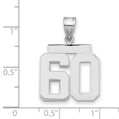 14k White Goldw Medium Polished Number 60 Charm