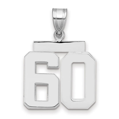 14k White Goldw Medium Polished Number 60 Charm