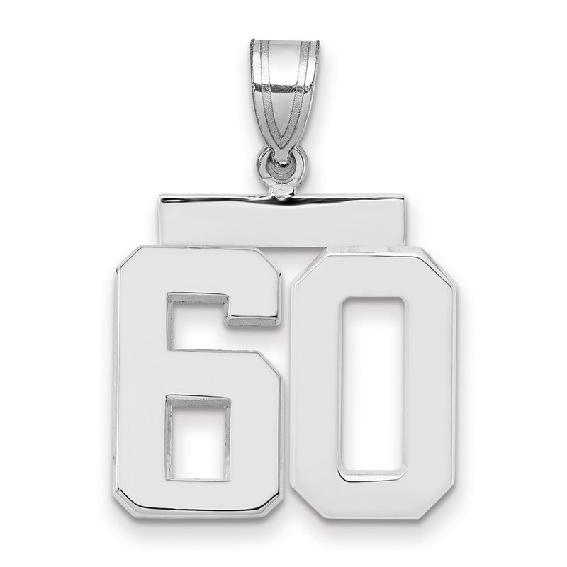 14k White Goldw Medium Polished Number 60 Charm