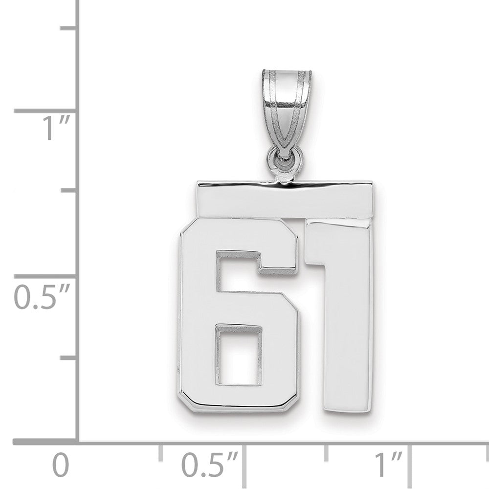 14k White Goldw Medium Polished Number 61 Charm