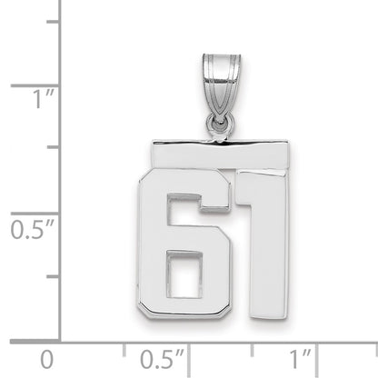 14k White Goldw Medium Polished Number 61 Charm