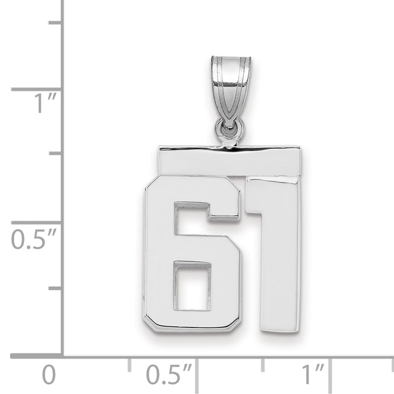 14k White Goldw Medium Polished Number 61 Charm
