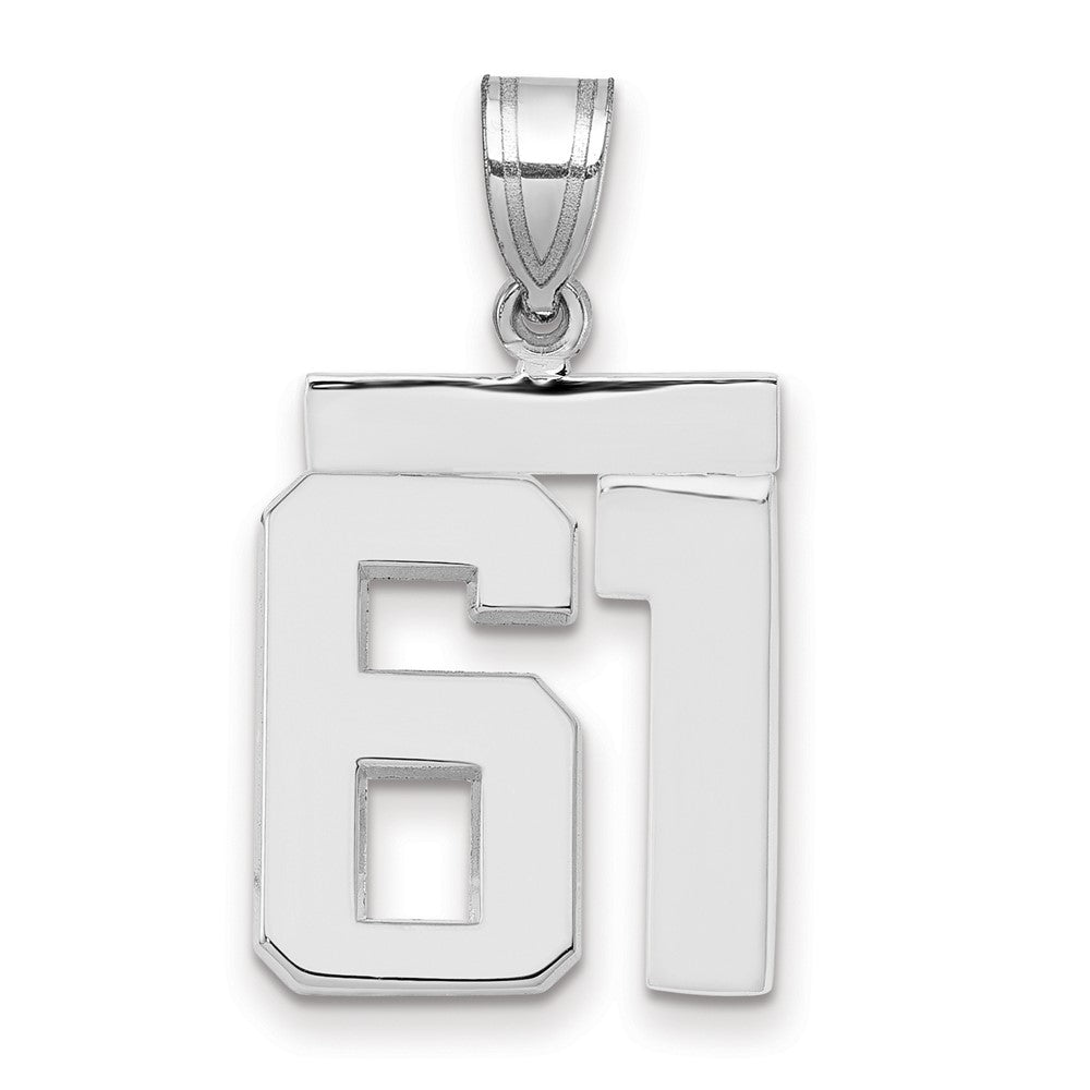 14k White Goldw Medium Polished Number 61 Charm