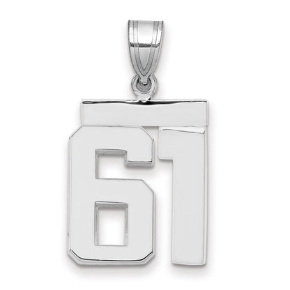 14k White Goldw Medium Polished Number 61 Charm