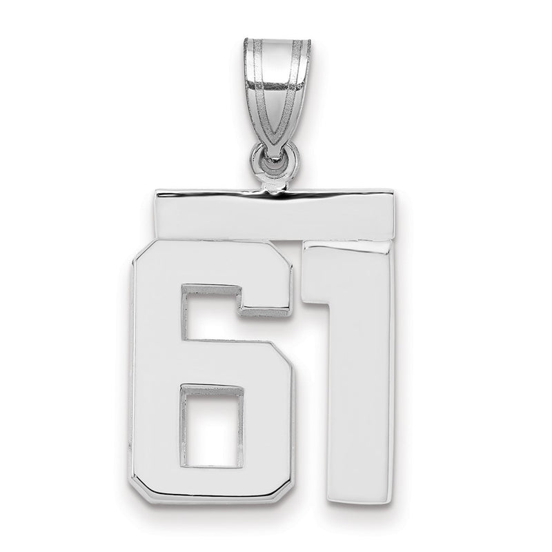 14k White Goldw Medium Polished Number 61 Charm