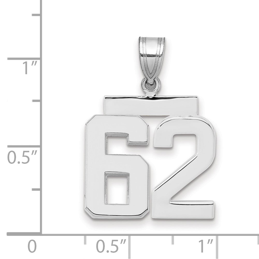 14k White Goldw Medium Polished Number 62 Charm