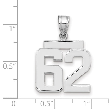 14k White Goldw Medium Polished Number 62 Charm
