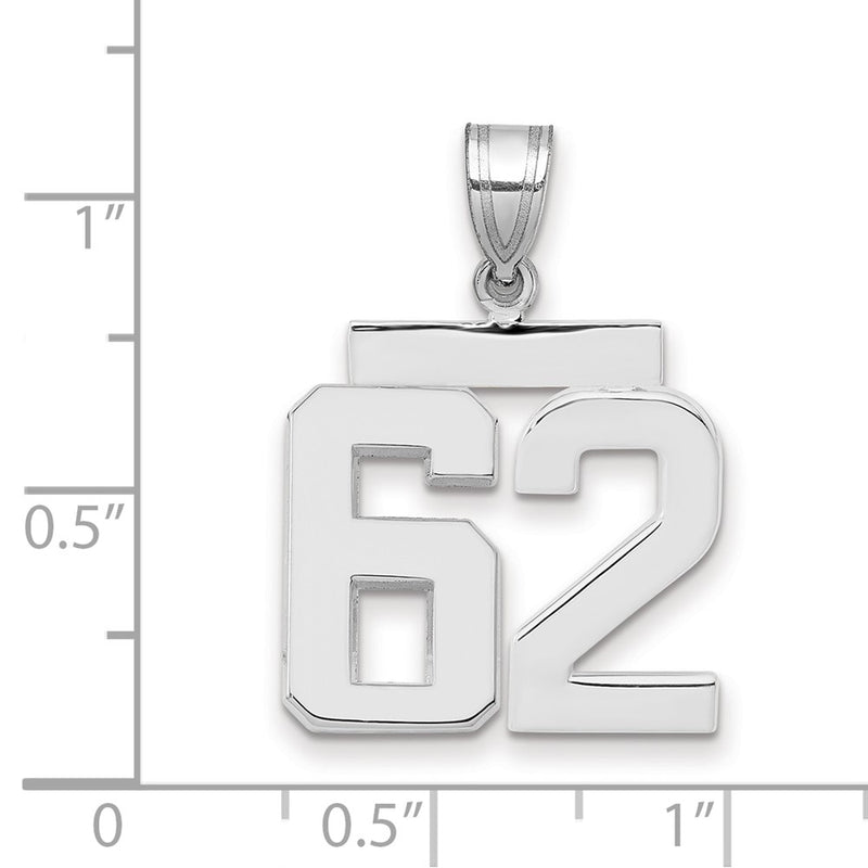 14k White Goldw Medium Polished Number 62 Charm