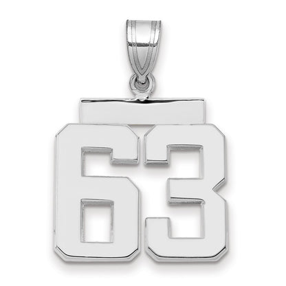 14k White Goldw Medium Polished Number 63 Charm