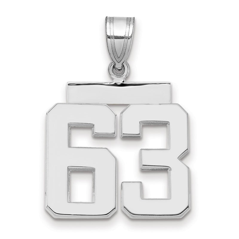 14k White Goldw Medium Polished Number 63 Charm
