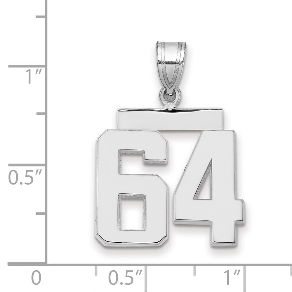 14k White Goldw Medium Polished Number 64 Charm
