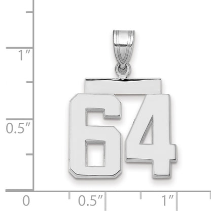 14k White Goldw Medium Polished Number 64 Charm