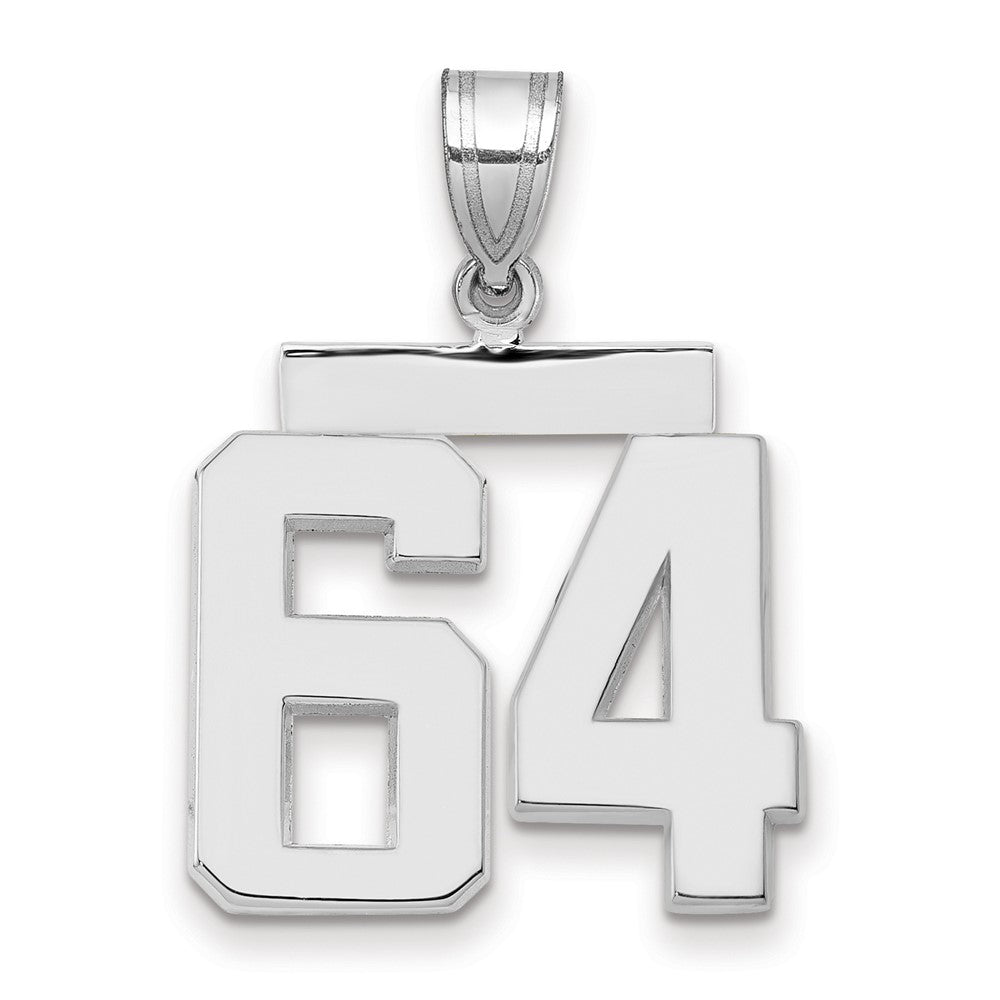 14k White Goldw Medium Polished Number 64 Charm