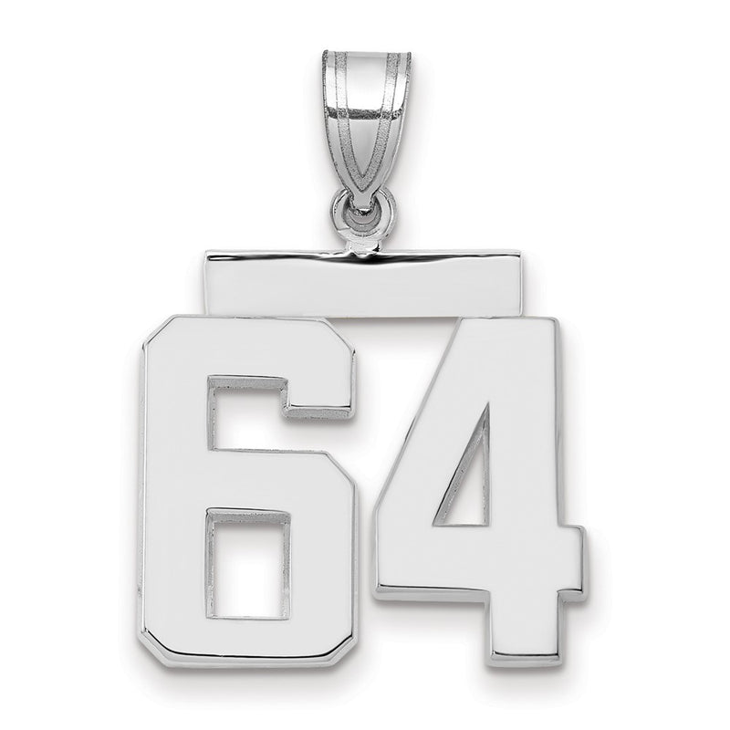 14k White Goldw Medium Polished Number 64 Charm