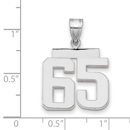 14k White Goldw Medium Polished Number 65 Charm