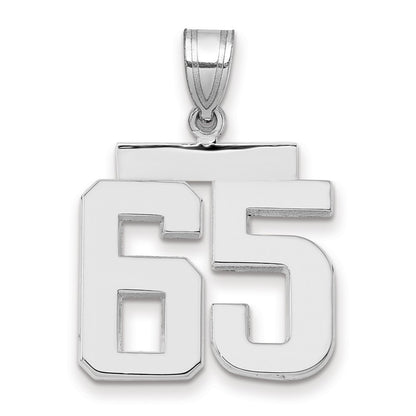 14k White Goldw Medium Polished Number 65 Charm