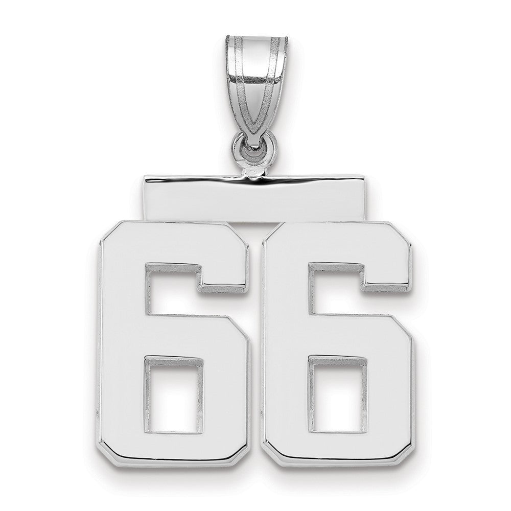 14k White Goldw Medium Polished Number 66 Charm