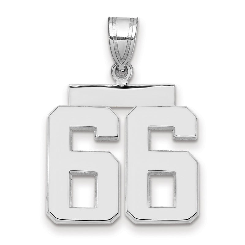 14k White Goldw Medium Polished Number 66 Charm