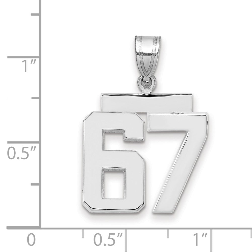 14k White Goldw Medium Polished Number 67 Charm