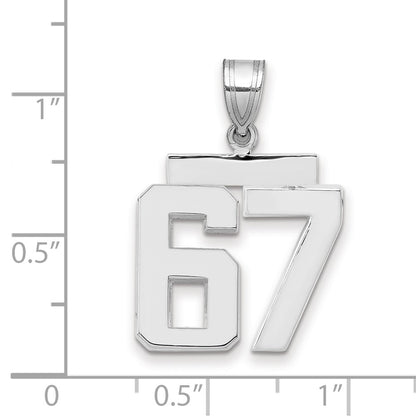 14k White Goldw Medium Polished Number 67 Charm
