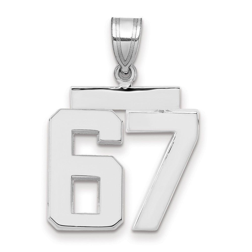 14k White Goldw Medium Polished Number 67 Charm