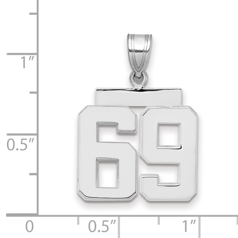 14k White Goldw Medium Polished Number 69 Charm