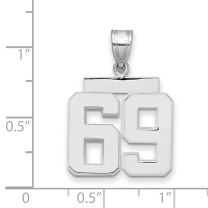 14k White Goldw Medium Polished Number 69 Charm