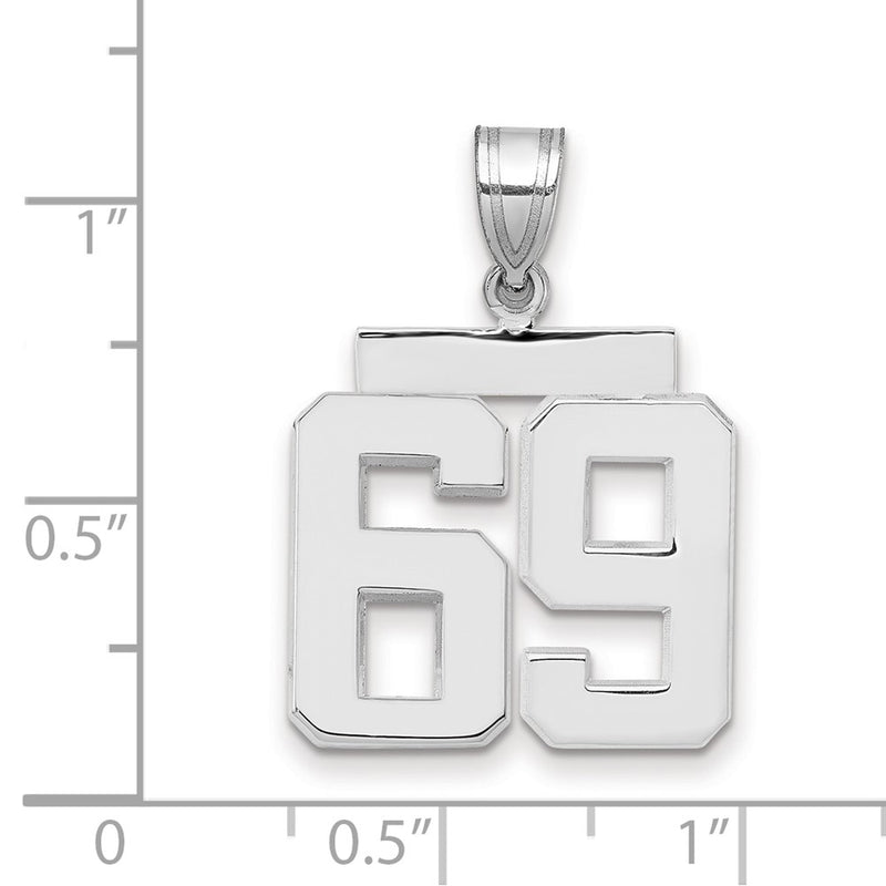 14k White Goldw Medium Polished Number 69 Charm