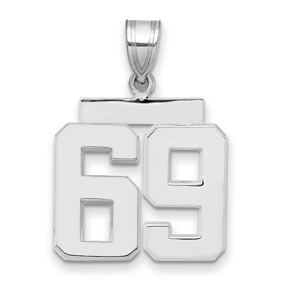 14k White Goldw Medium Polished Number 69 Charm