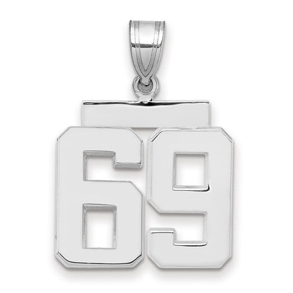 14k White Goldw Medium Polished Number 69 Charm