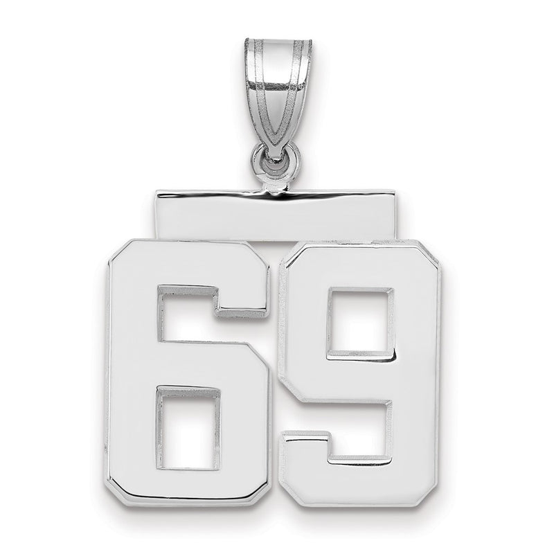 14k White Goldw Medium Polished Number 69 Charm