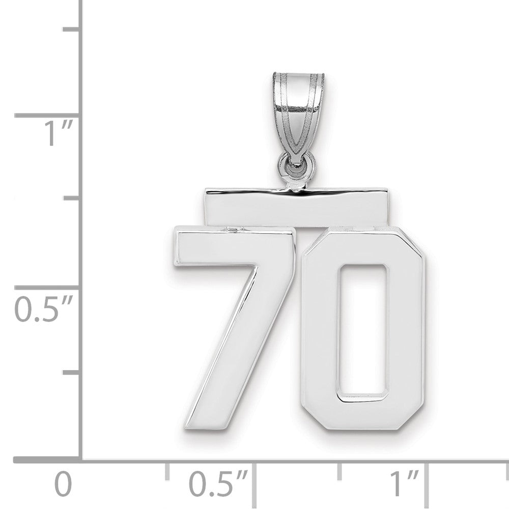14k White Goldw Medium Polished Number 70 Charm