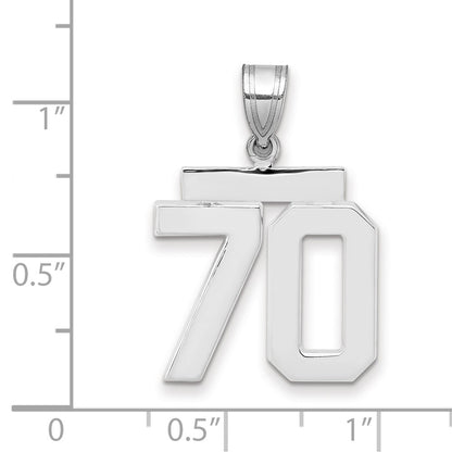 14k White Goldw Medium Polished Number 70 Charm