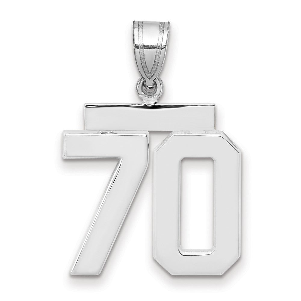 14k White Goldw Medium Polished Number 70 Charm