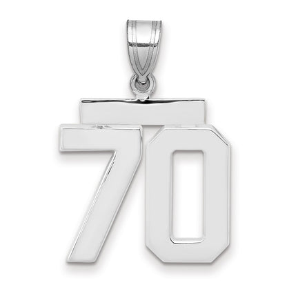 14k White Goldw Medium Polished Number 70 Charm