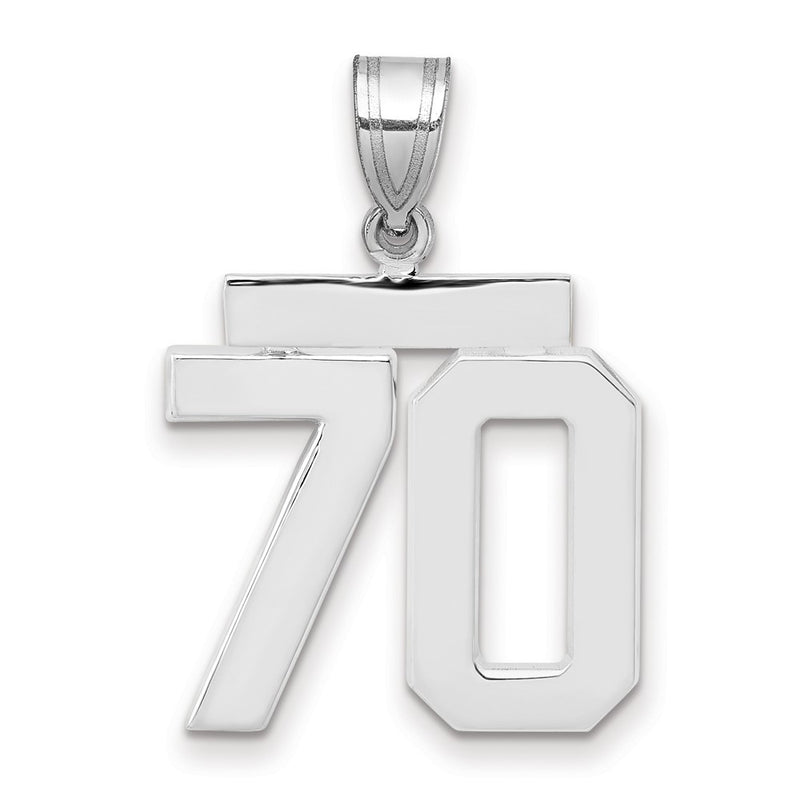 14k White Goldw Medium Polished Number 70 Charm